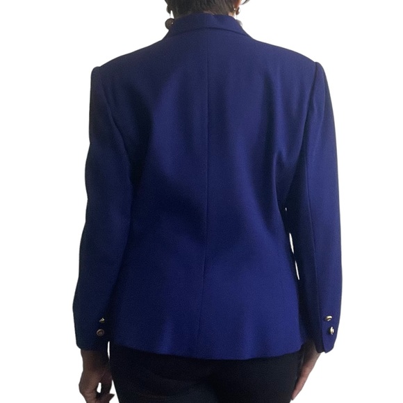 Vintage Kasper for A.S.L. 100% Wool Indigo Jacket With Gold Buttons Size 14 - Picture 6 of 12